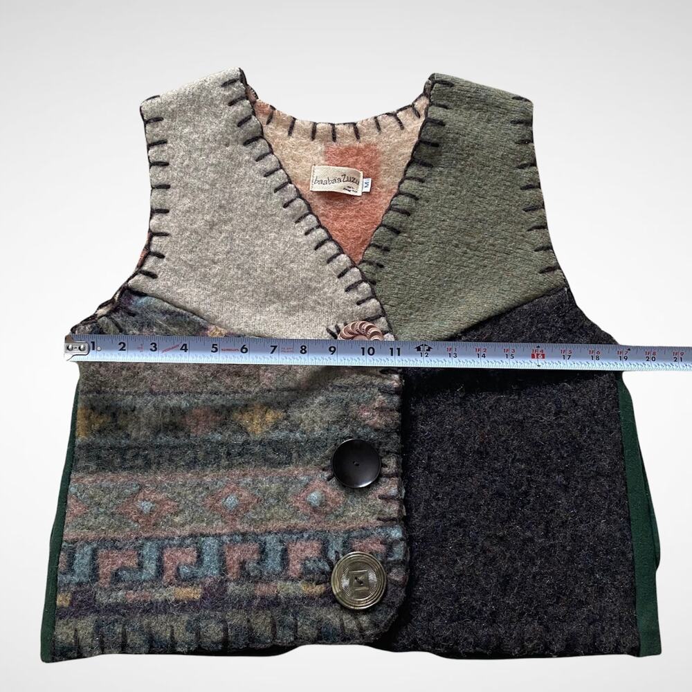 Baabaazuzu one-of-a-kind boiled 100% Wool Vest Sz M - Picture 5 of 9